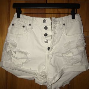 CARMAR Vintage White Distressed Denim Shorts